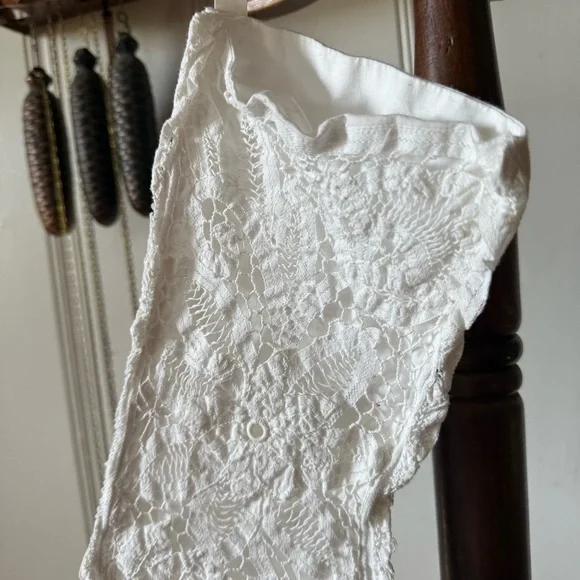 Vintage White Lace Cotton Stocking - Picture 3 of 5